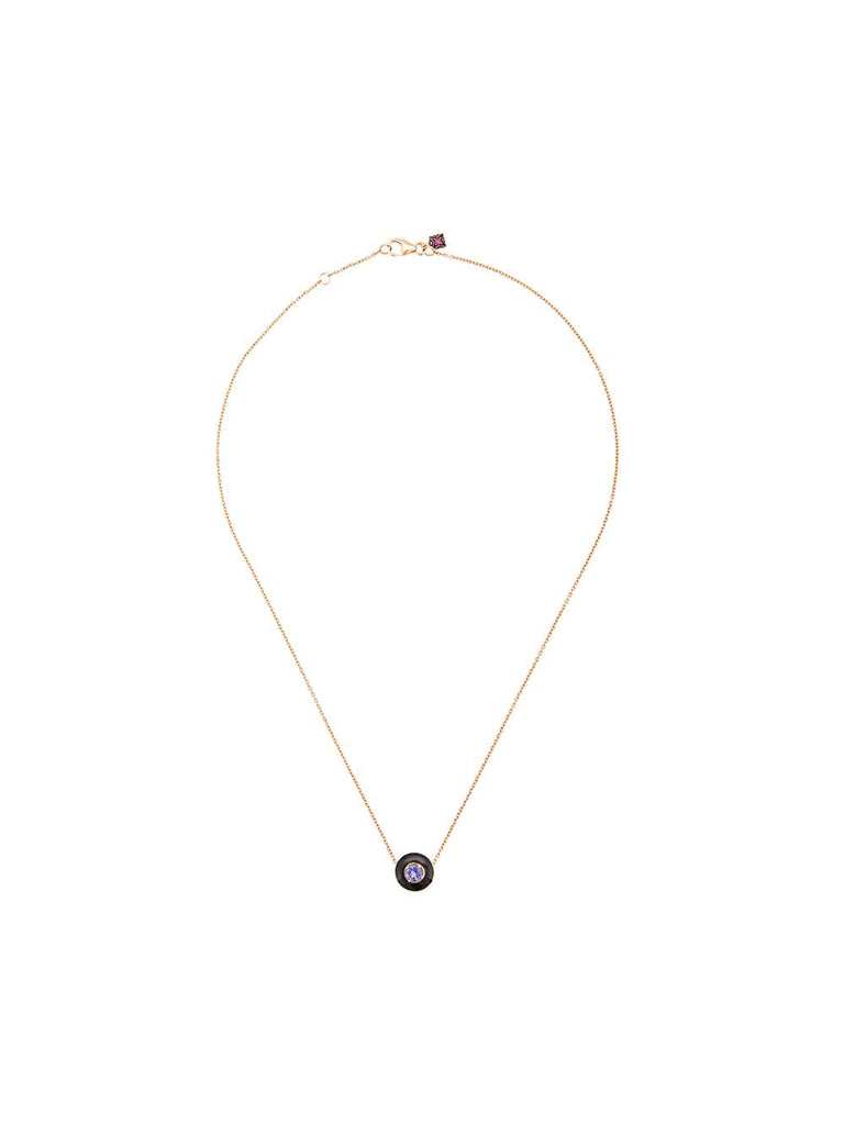 18kt rose gold, tanzanite and enamel circular pendant necklace