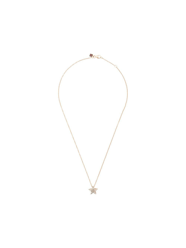 18kt rose gold white diamond star necklace