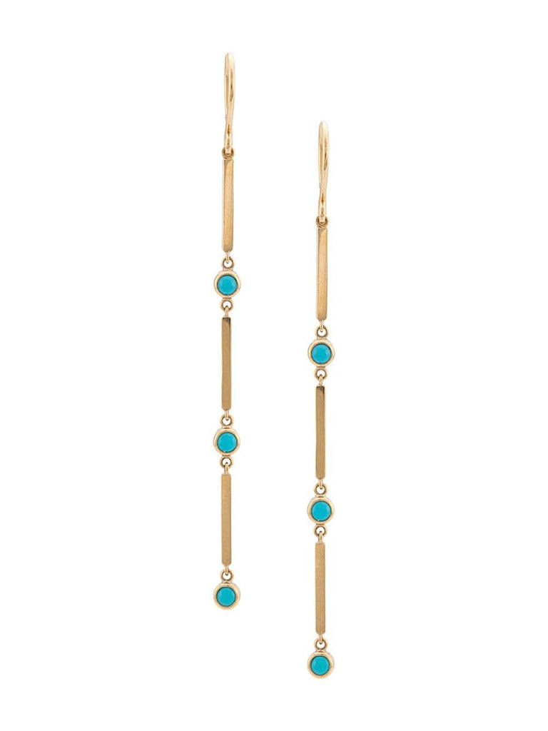 18kt gold trio mini stick drop earrings