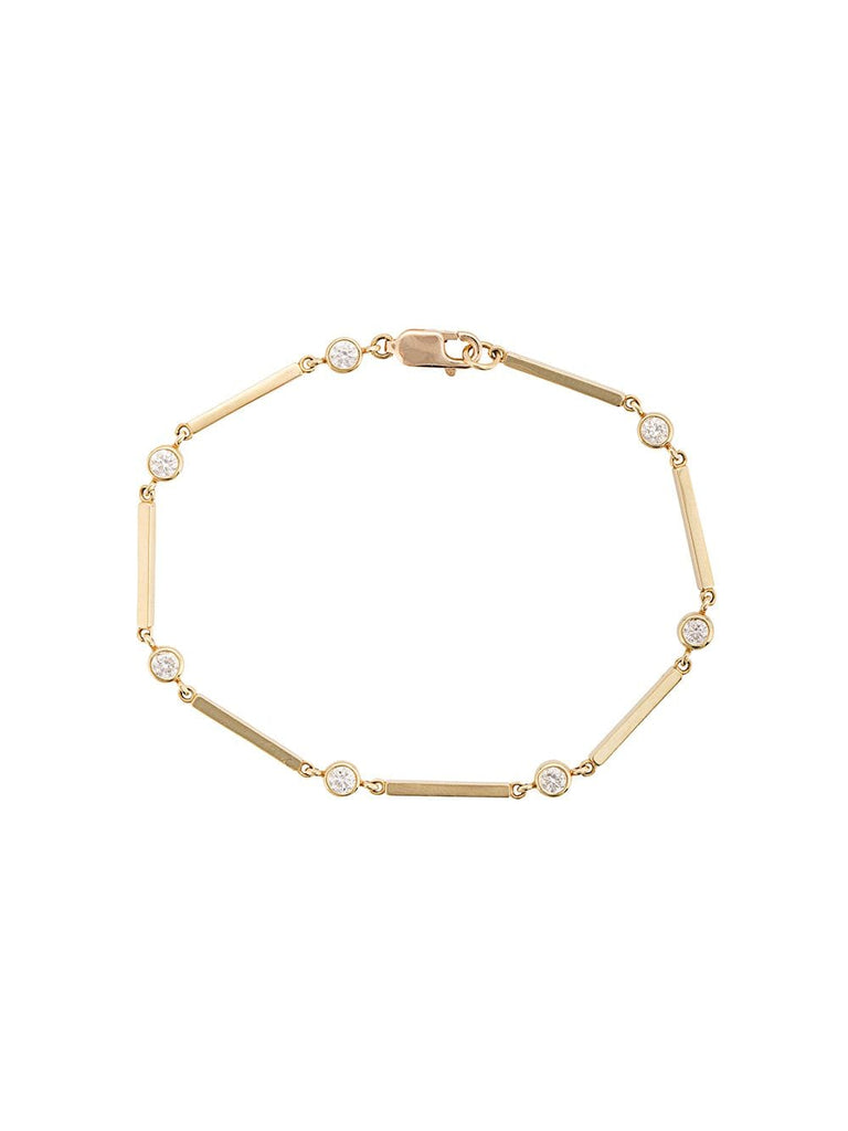 18kt yellow gold and diamond bezel bar link bracelet