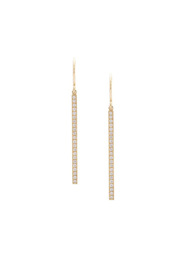 18kt yellow gold and diamond stick drop earrings