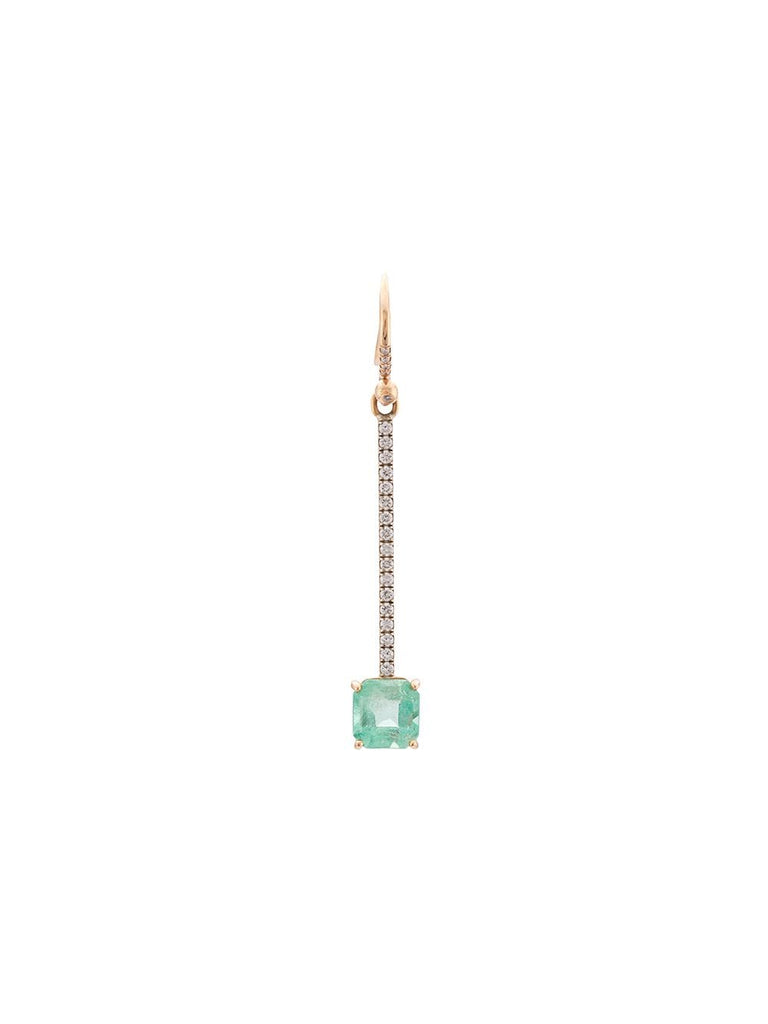 18kt yellow gold emerald square single earring