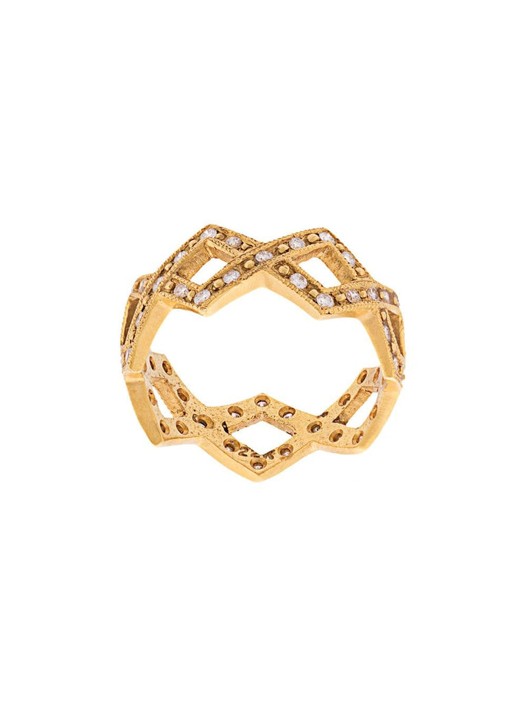 22kt gold and diamond braided ring