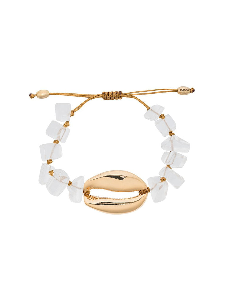 metallic puka shell gold plated bracelet