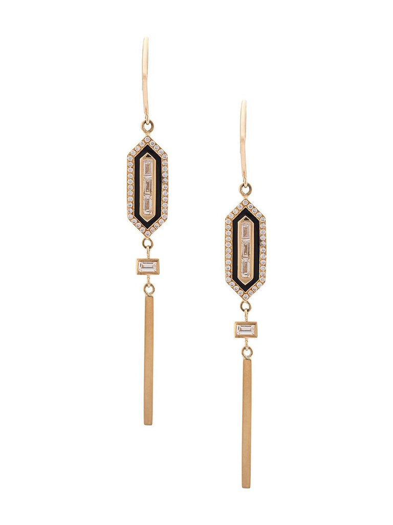 diamond long enamel earings