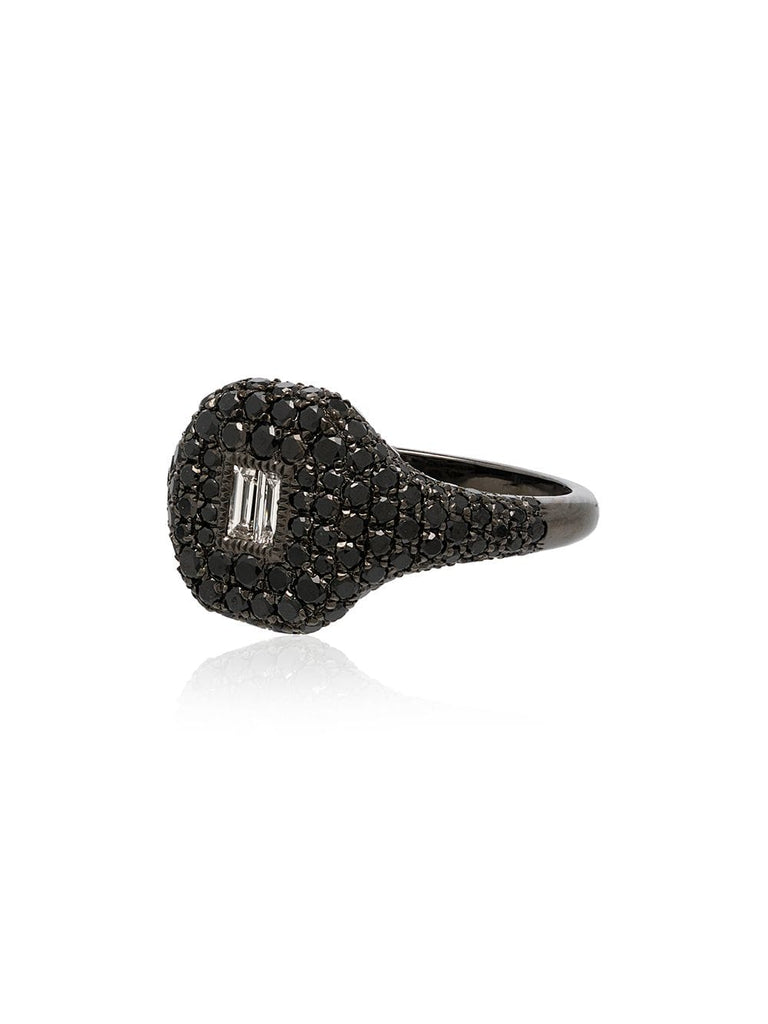 black pave diamond pinky ring