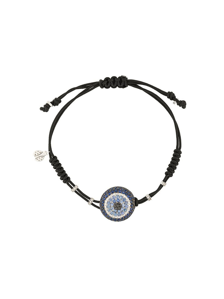 18kt white gold, diamond and sapphire Evil Eye charm bracelet