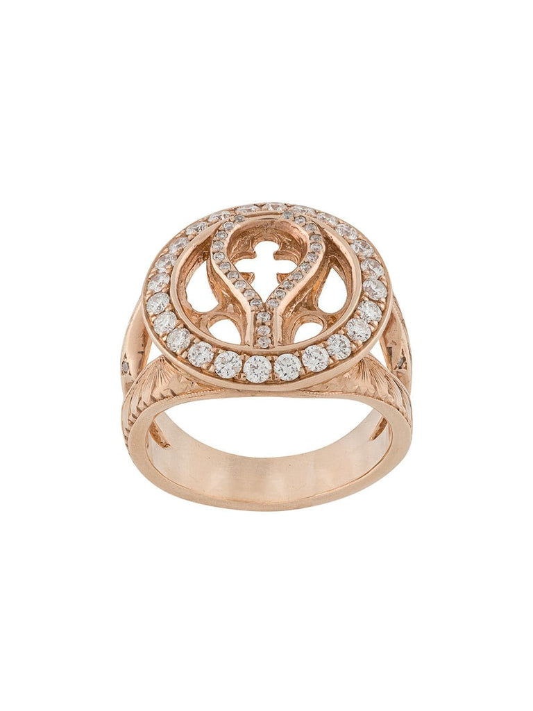 14kt rose gold and diamond round Quatrefoil ring