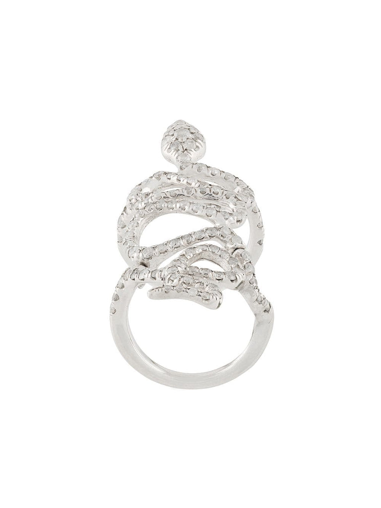 18kt white gold and diamond snake ring