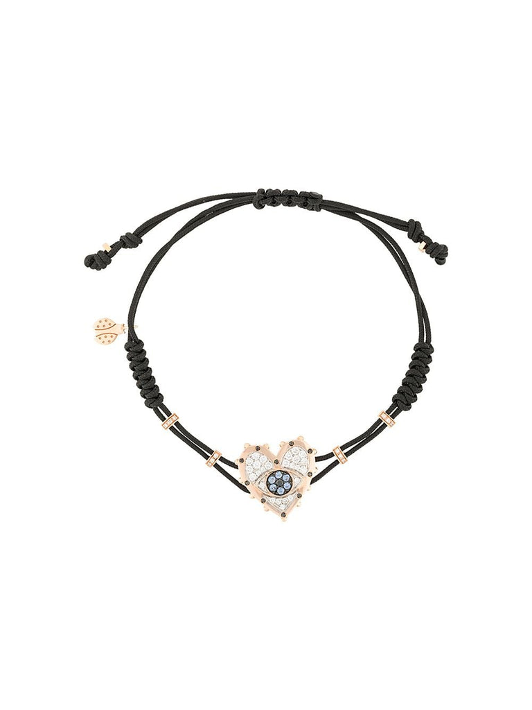 18kt rose gold, diamond and sapphire Evil Eye Heart charm bracelet