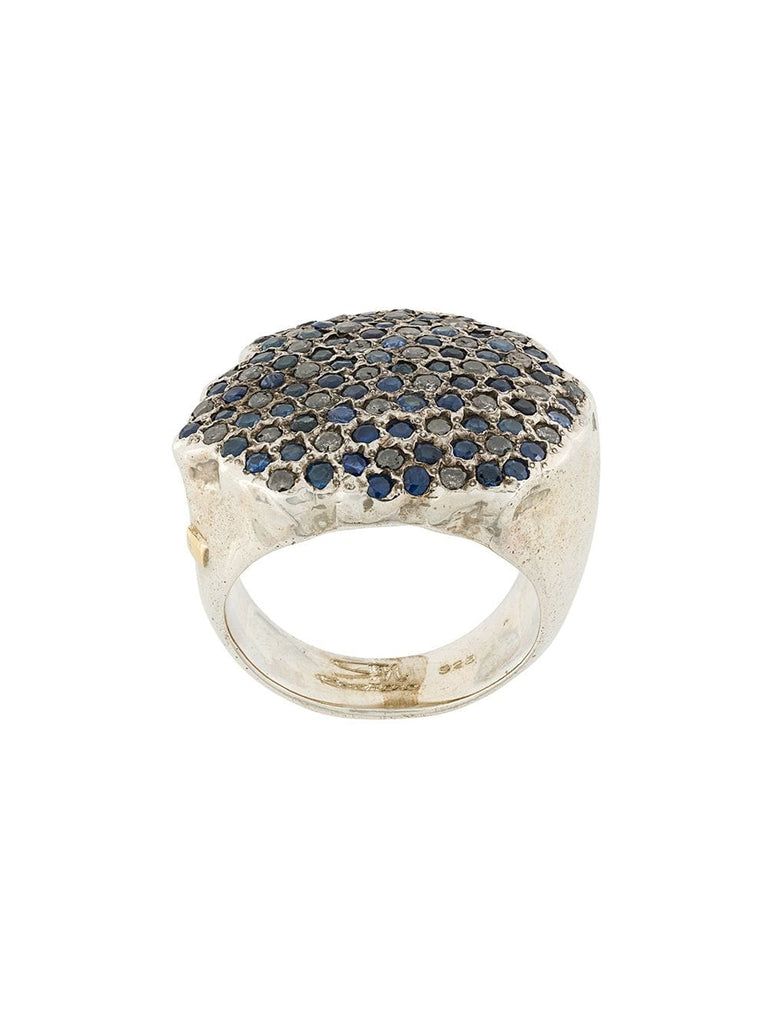 pave diamond and sapphire ring