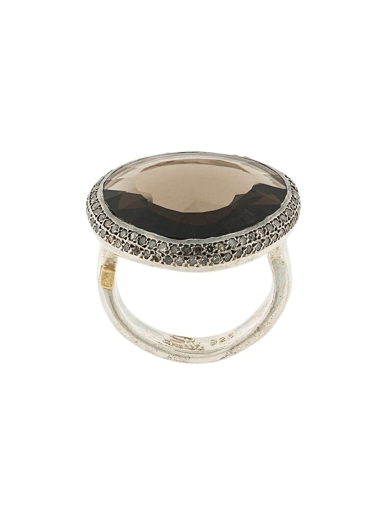 smokey quartz and diamond ring