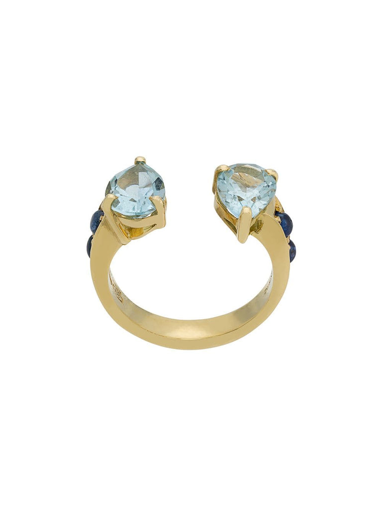 Theodora Aquamarine Double Tear 18kt gold ring