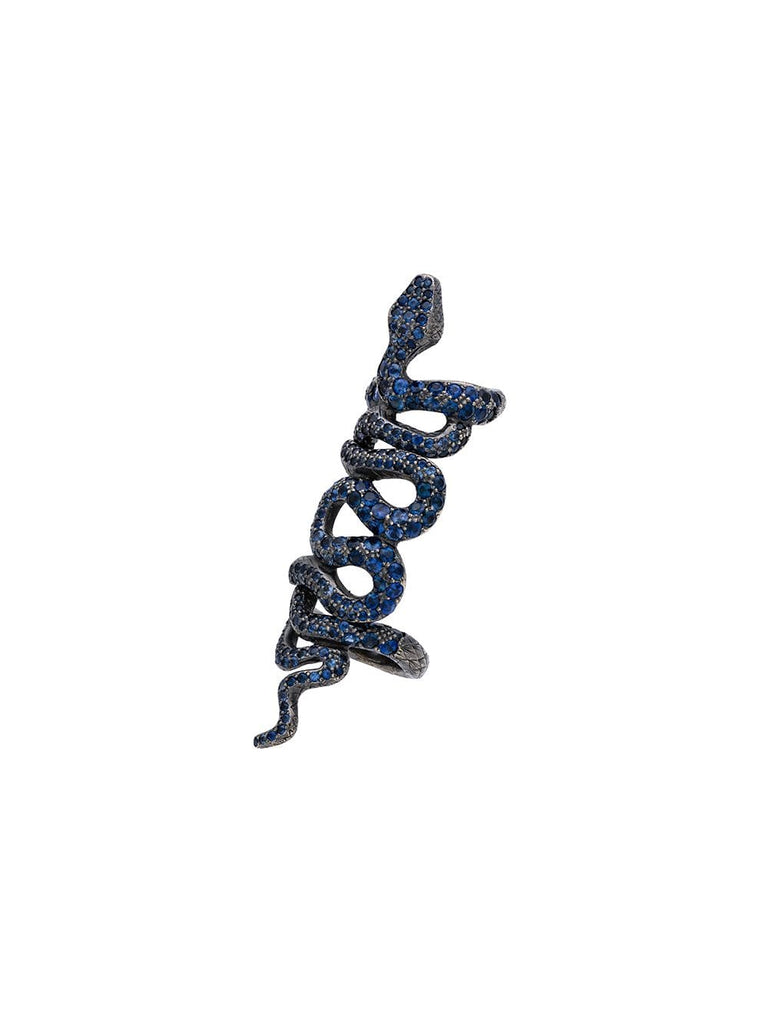 blue bondage snake sapphire embelllished ring