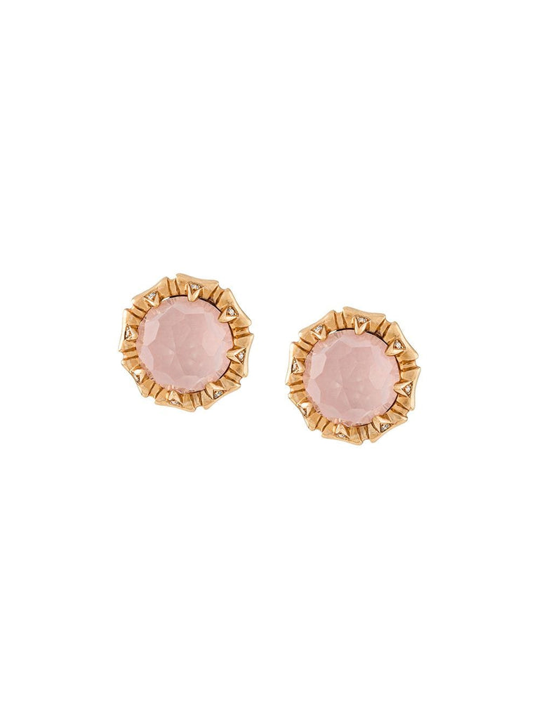 18kt rose gold, opal and diamond stud earrings