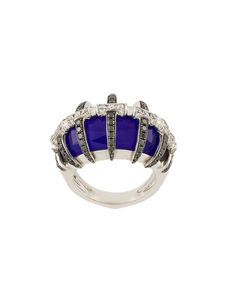 18kt white gold, lapis lazuli and diamond ring