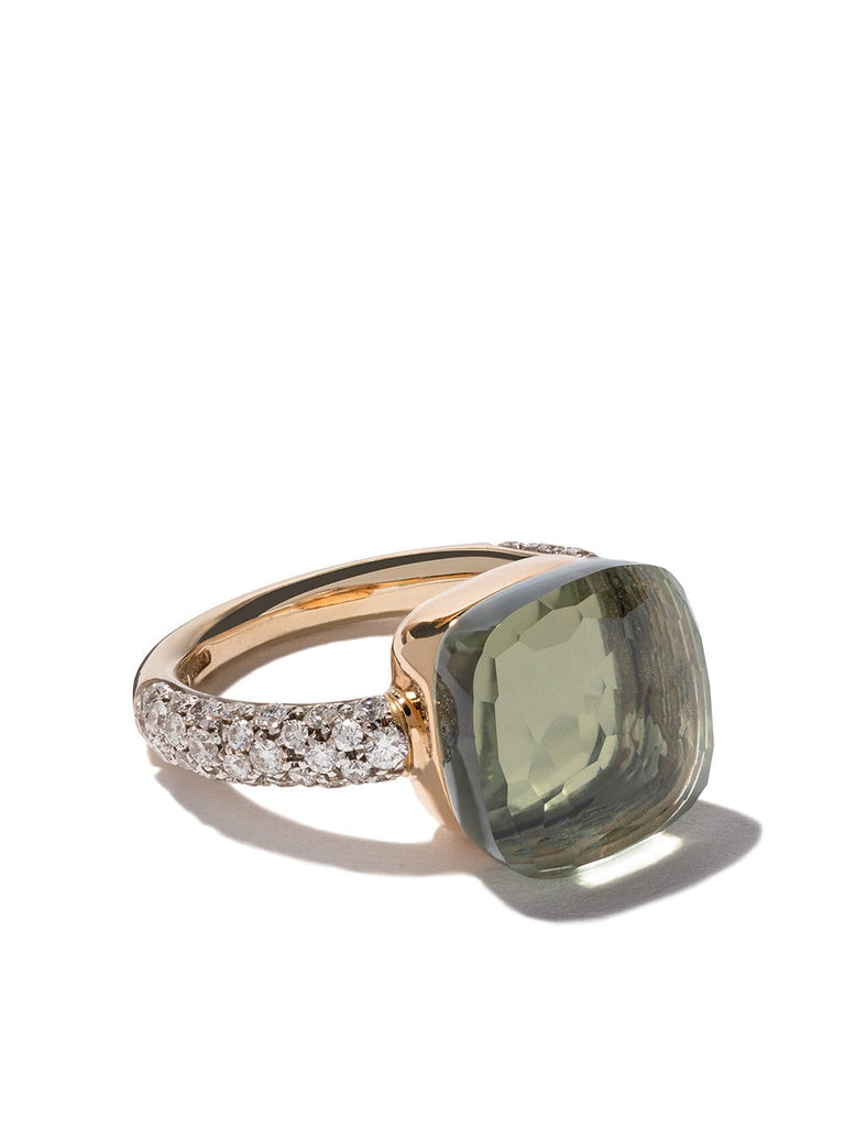 18kt rose & white gold Nudo prasiolite & diamond ring