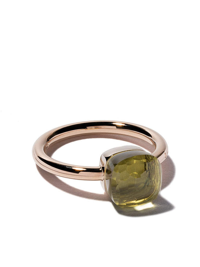 18kt rose & white small Nudo lemon quartz ring