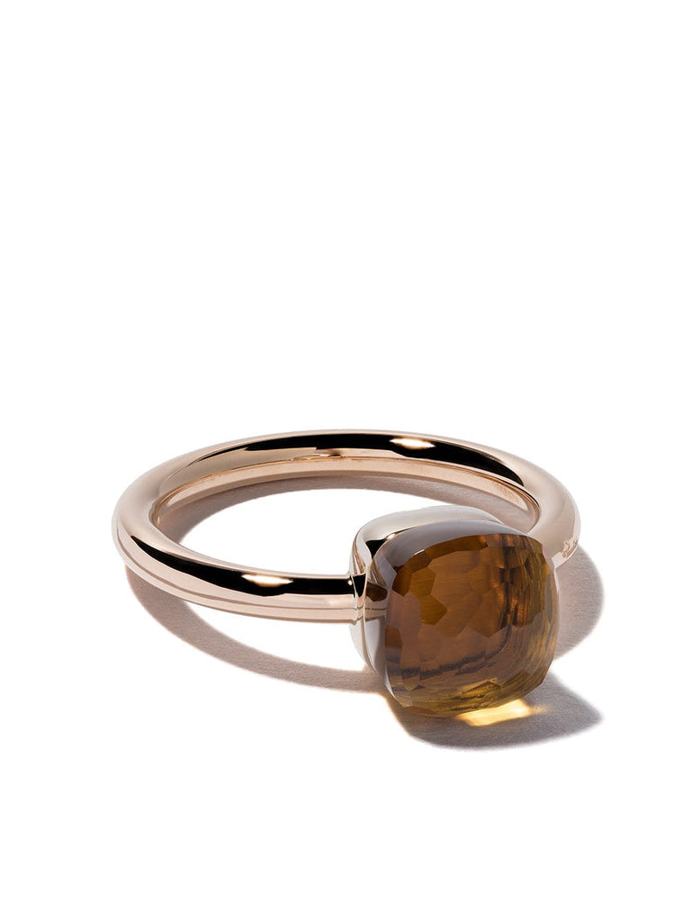 18kt rose & white gold small Nudo citrine quartz ring