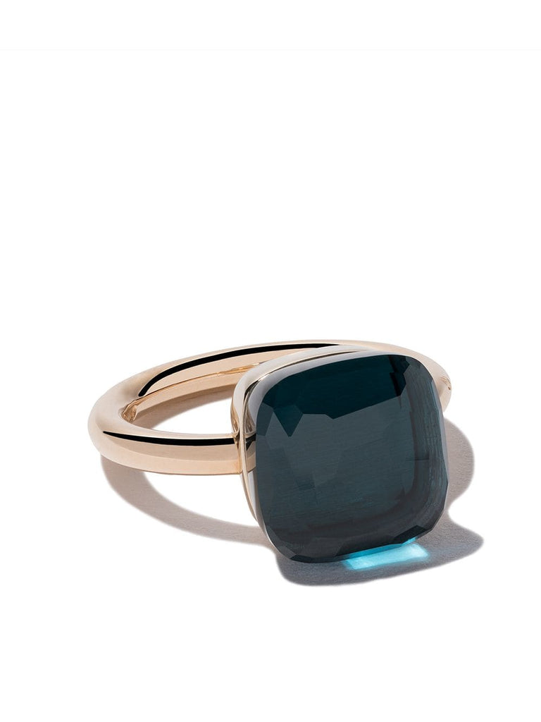 18kt rose & white gold maxi Nudo blue topaz ring