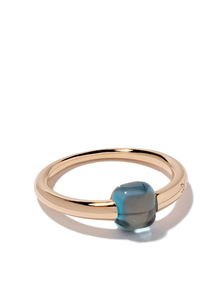 18kt rose & white gold  M'ama non M'ama blue topaz ring