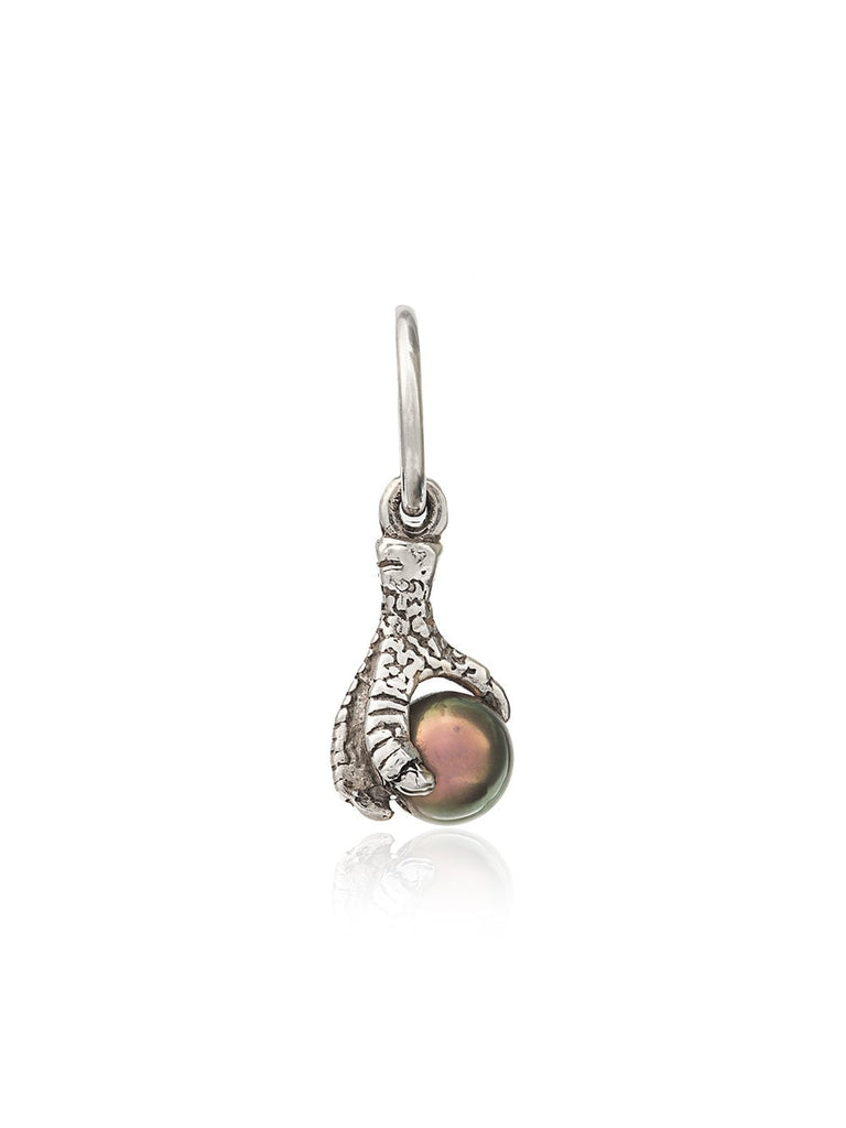 Silver Tiny Claw Pearl Earring