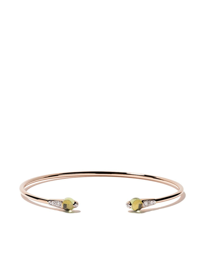 18kt rose gold M'ama Non m'ama peridot & diamond cuff