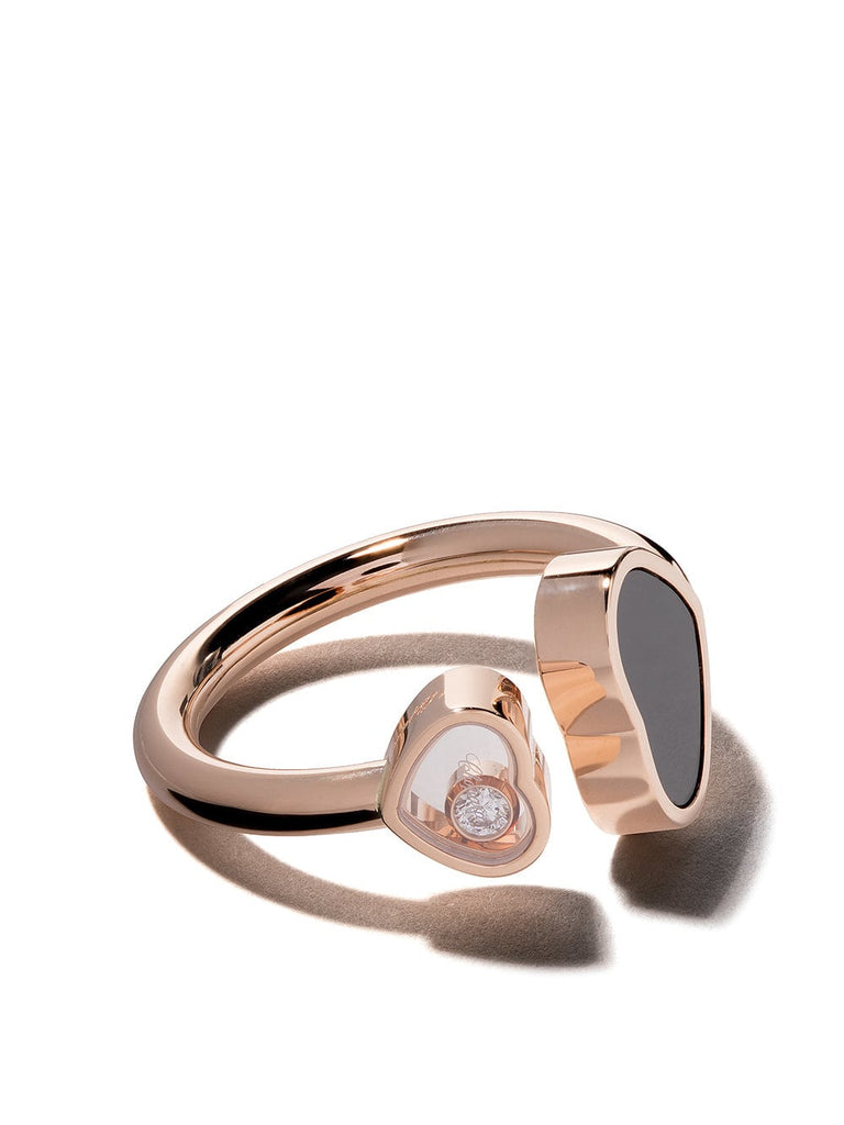 18kt rose gold Happy Hearts onyx and diamond ring