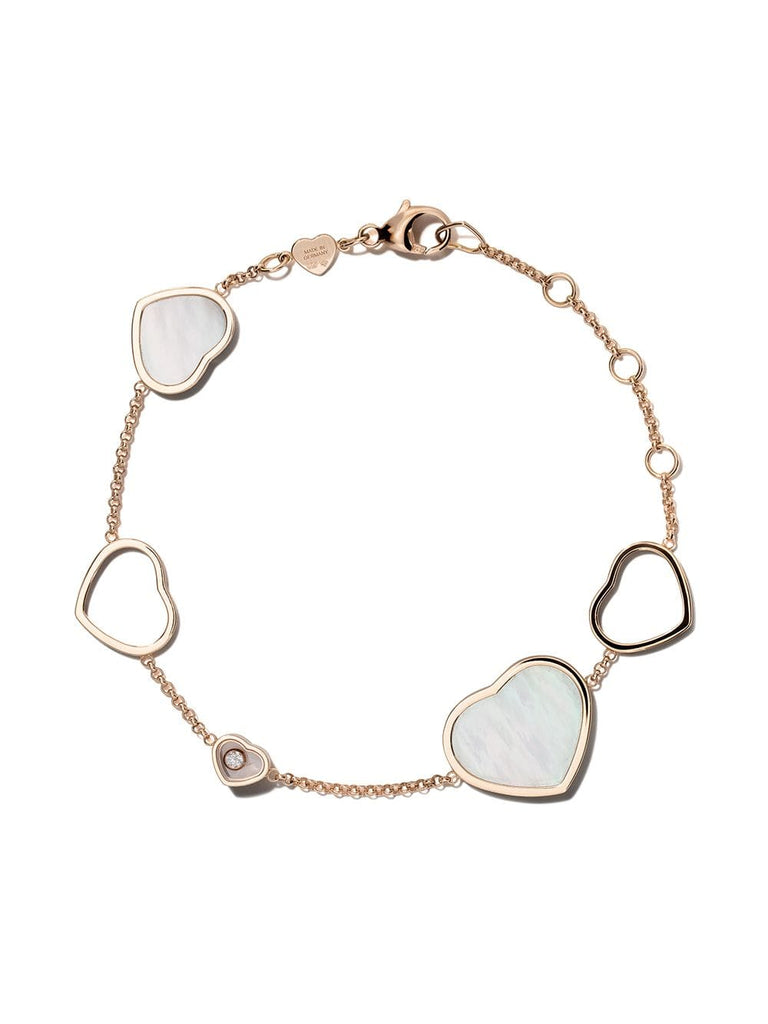 18kt rose gold Happy Hearts mother of pearl and diamond bracelet