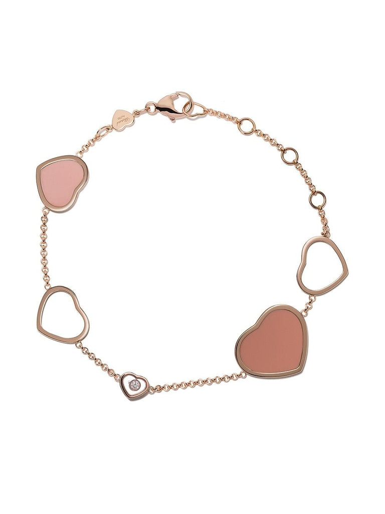 18kt rose gold Happy Hearts rosé stone and diamond bracelet