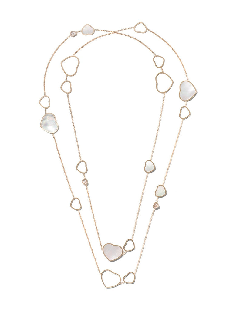 18kt rose gold Happy Hearts mother-of-pearl and diamond sautoir necklace