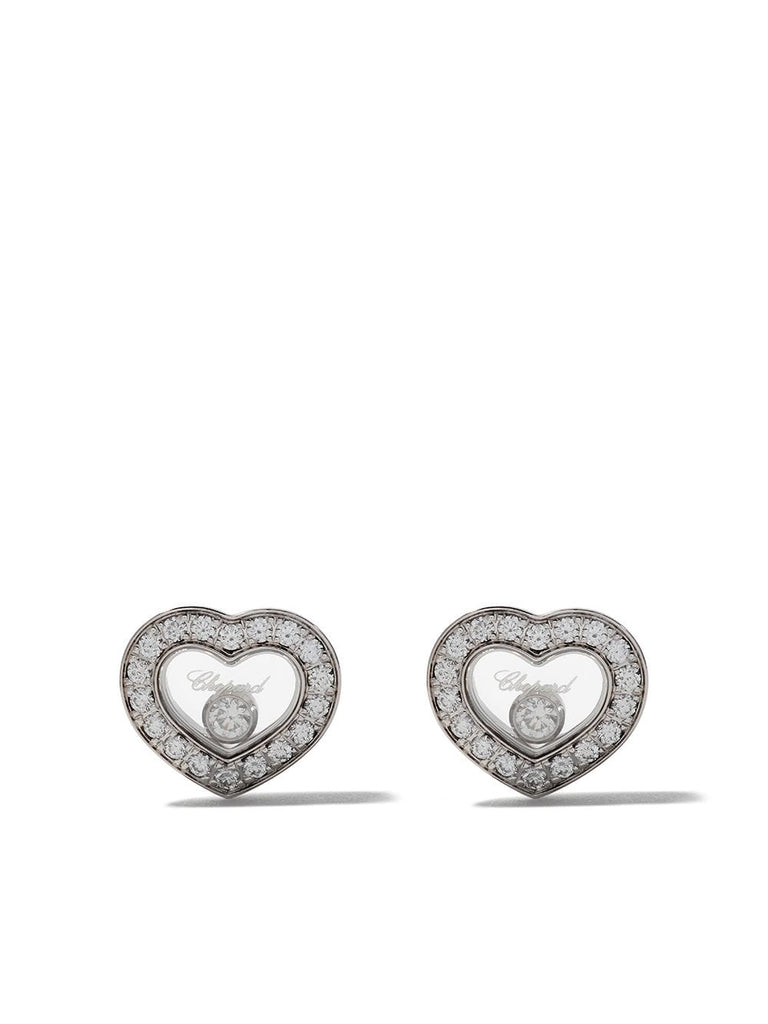 18kt white gold Happy Diamonds Icons ear pins