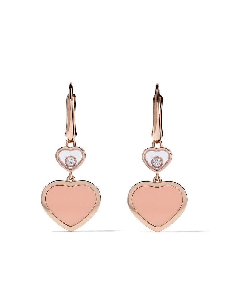 18kt rose gold Happy Hearts diamond drop earrings