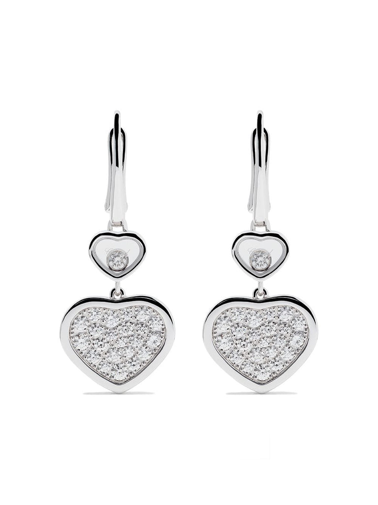 18kt white gold Happy Hearts diamond drop earrings