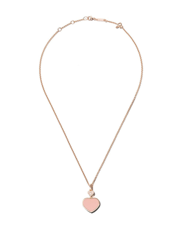 18kt rose gold Happy Hearts rosé stone and diamond pendant necklace