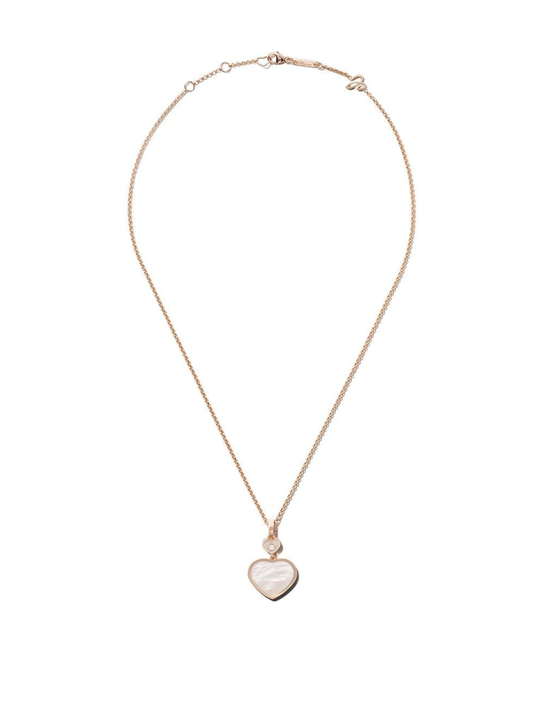 18kt rose gold Happy Hearts mother-of-pearl and diamond pendant necklace