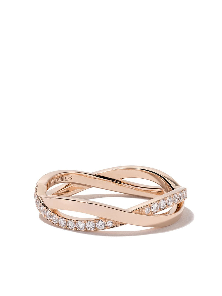 18kt rose gold Infinity half pave diamond band