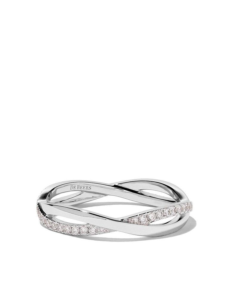 18kt white gold Infinity half pave diamond band