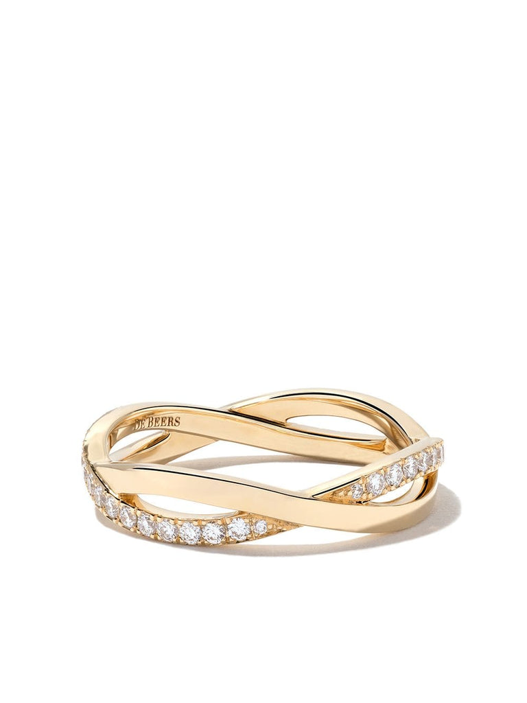 18kt yellow gold Infinity half pave diamond band