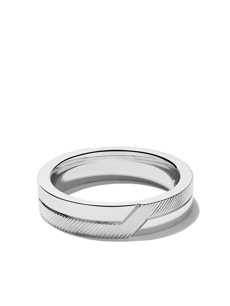 18kt white gold Promise half textured band