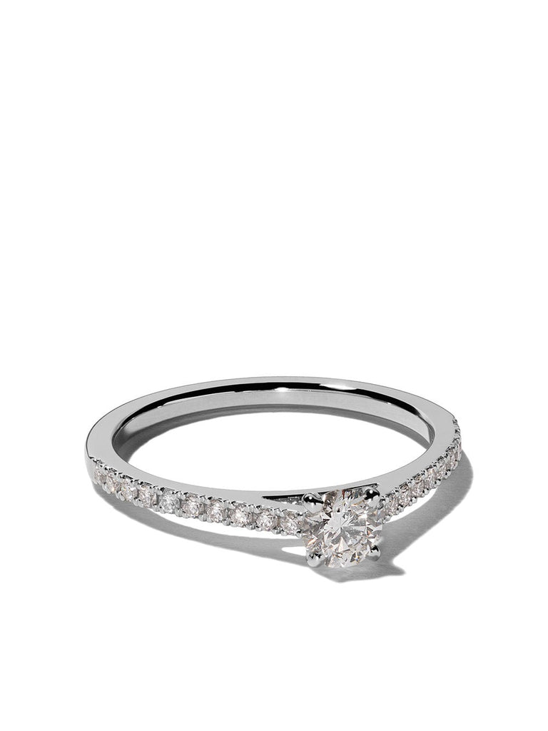 Platinum My First De Beers DB Classic pavé solitaire diamond ring