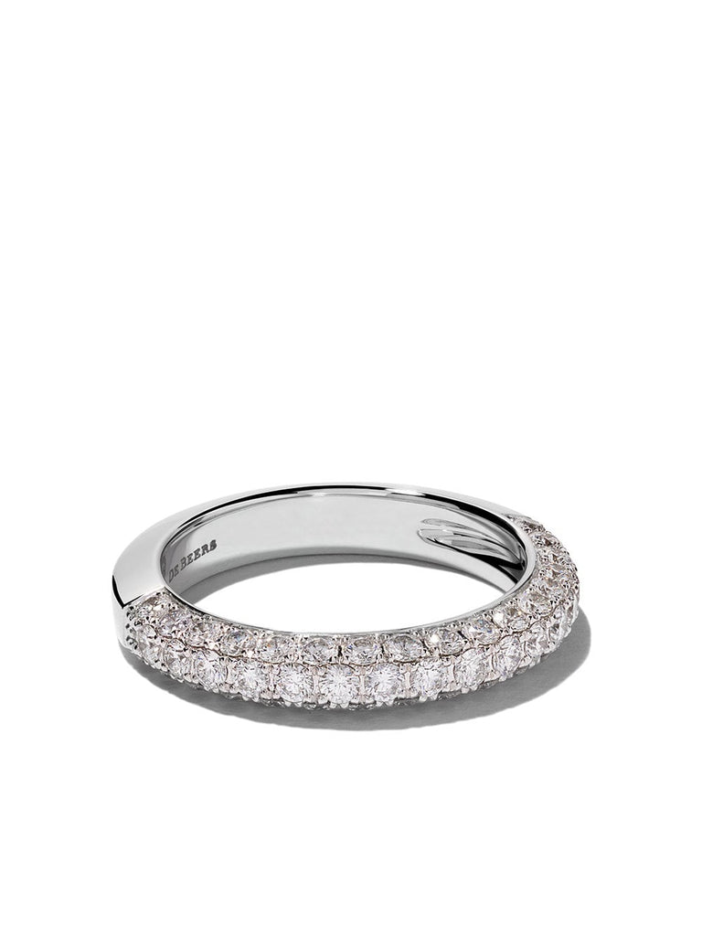 18kt white gold DB Darling half pavé diamond large band