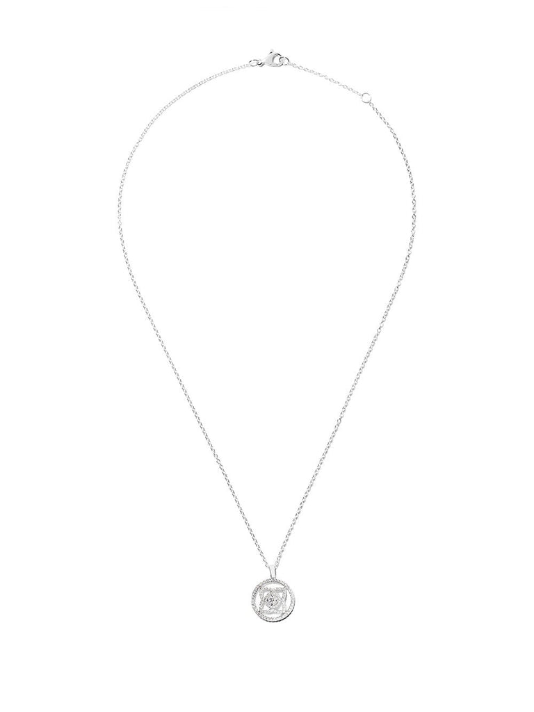 18kt white gold Enchanted Lotus Openwork Medal diamond necklace