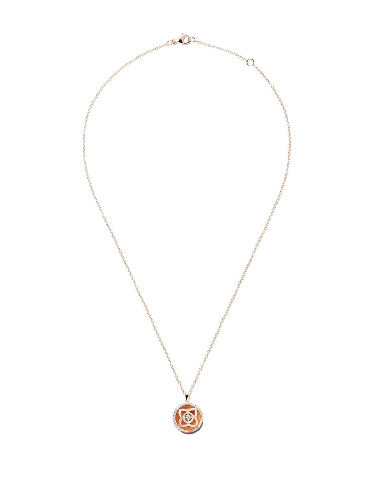 18kt rose gold Enchanted Lotus Carnelian Medal diamond necklace