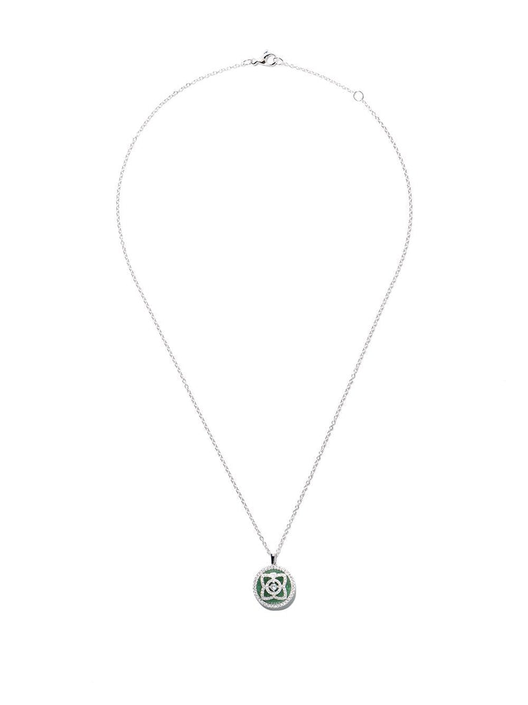 18kt white gold Enchanted Lotus Jade Medal diamond necklace