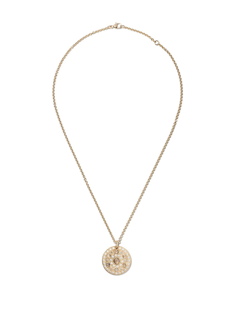 18kt yellow gold Talisman Medal diamond pendant necklace