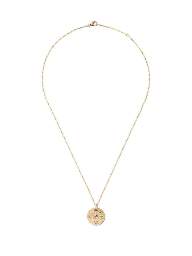 18kt yellow gold Talisman Medal diamond small necklace