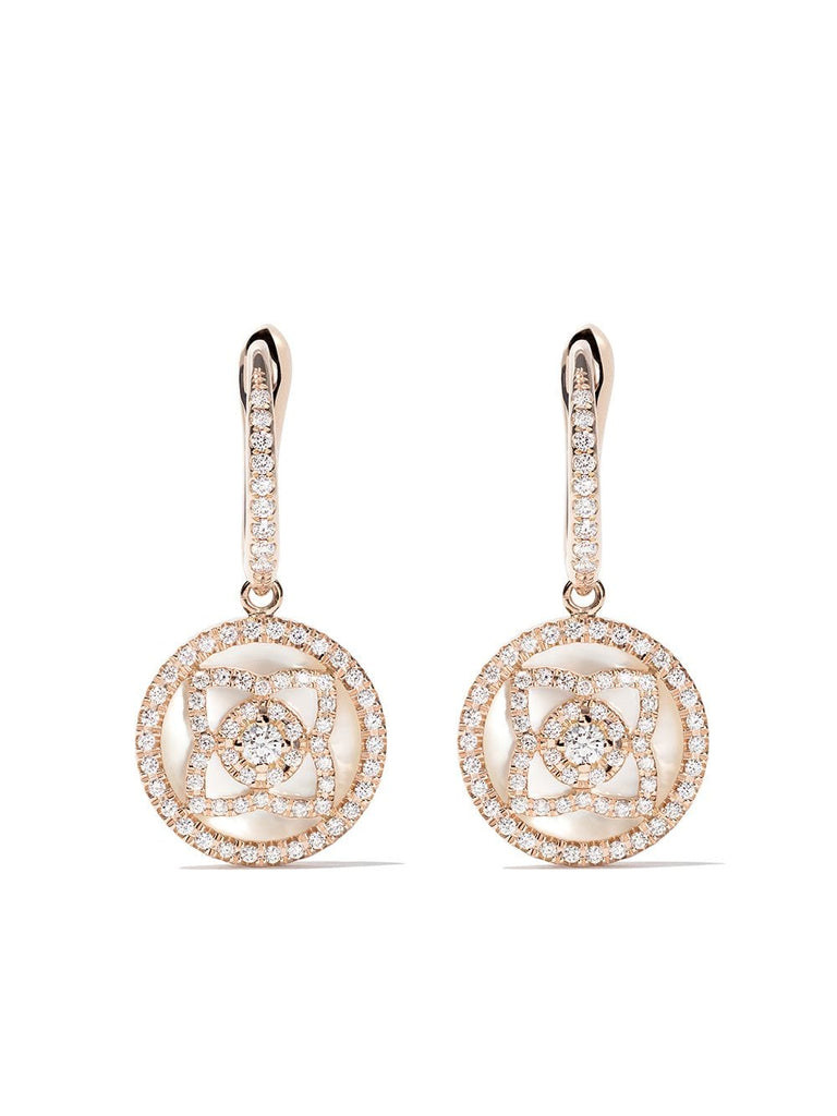 18kt rose gold Enchanted Lotus mother-of-pearl and diamond sleeper earrings