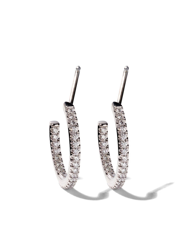 18kt white gold Micropavé hoop diamond earrings