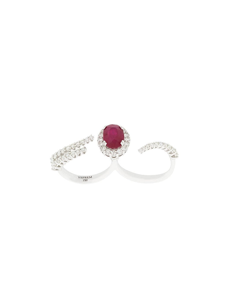 18kt white gold ruby and diamond ring